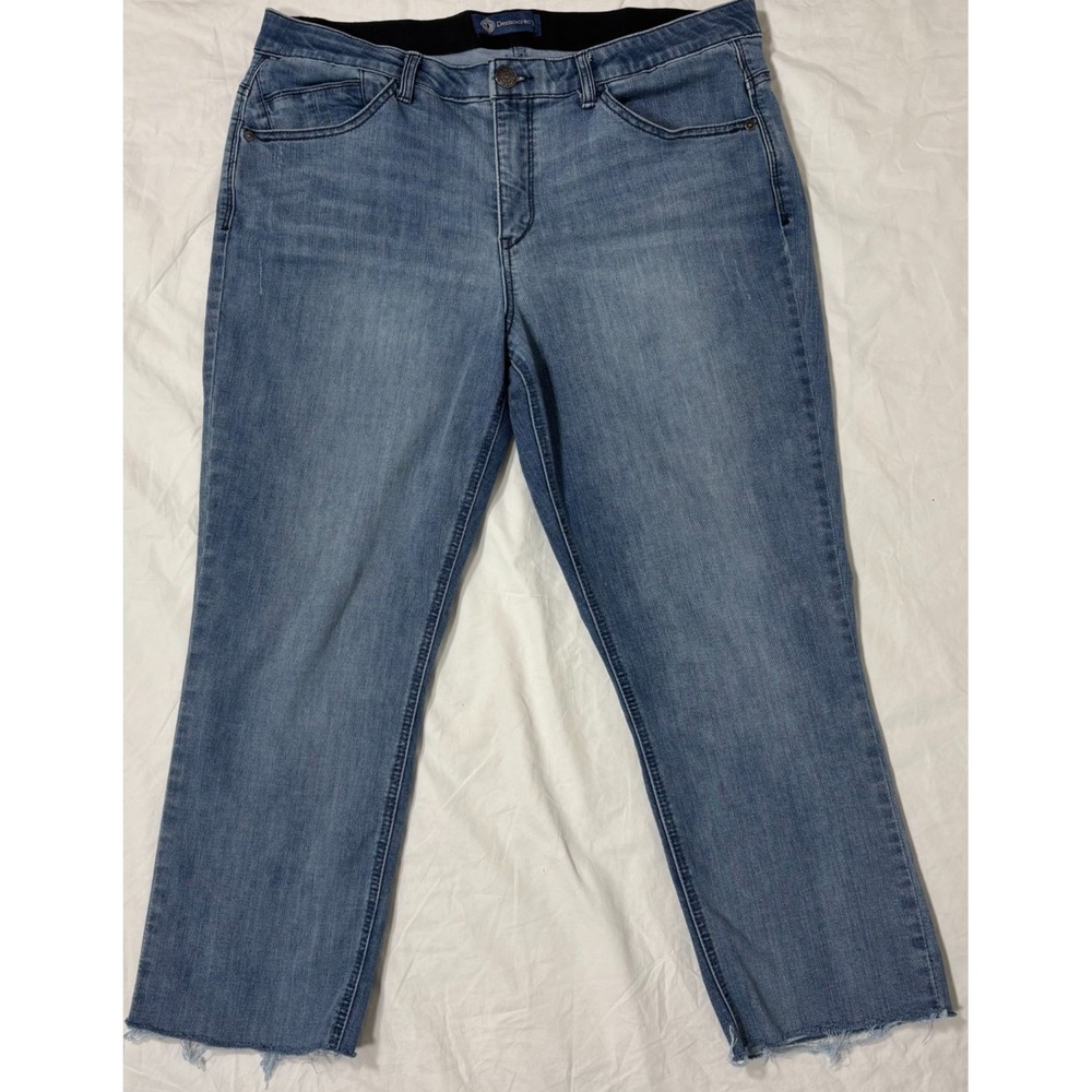 Democracy Womens Straight Leg Jeans Blue Denim Stretch Raw Hem 5-Pocket 16
